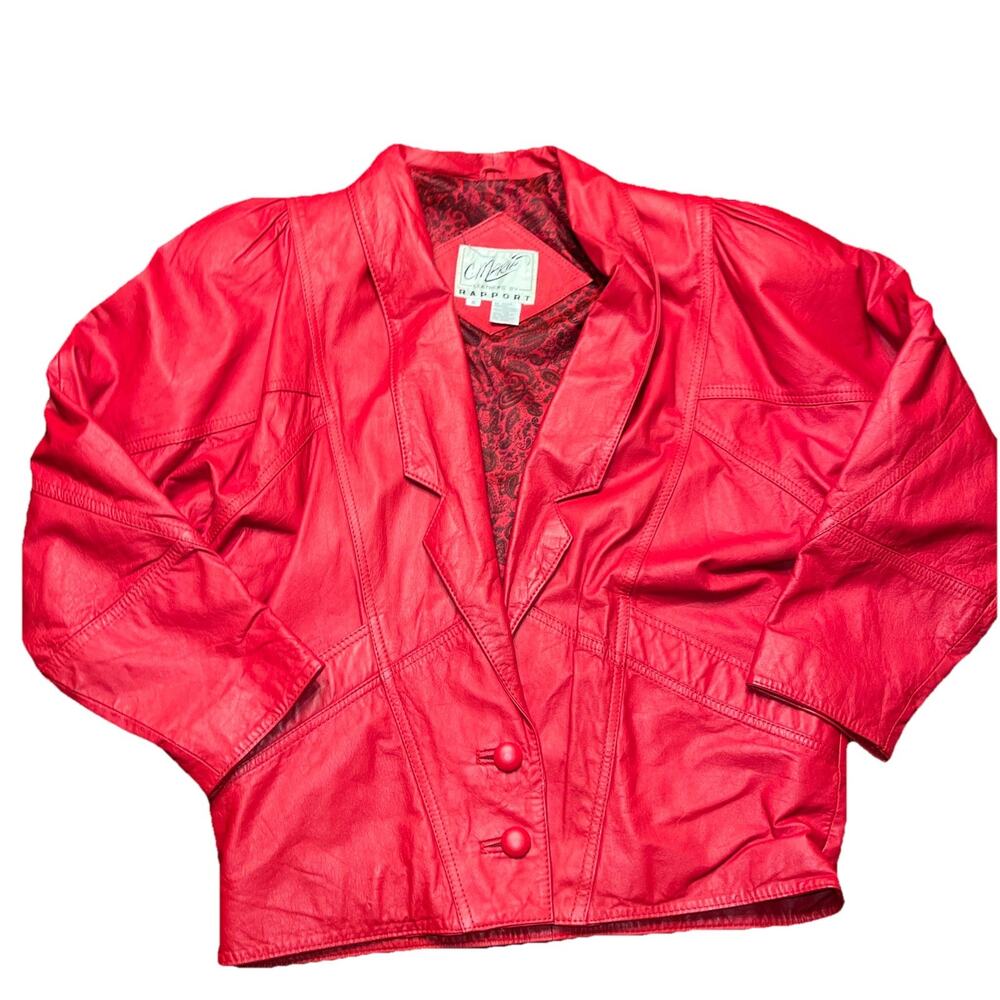 Vintage 80’s Red Leather Women’s Jacket Cropped Small